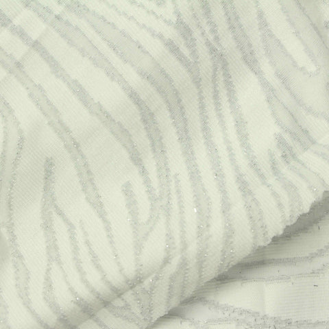 Silver Wavy-Animal Print Jersey Knit, Poly-Metallic