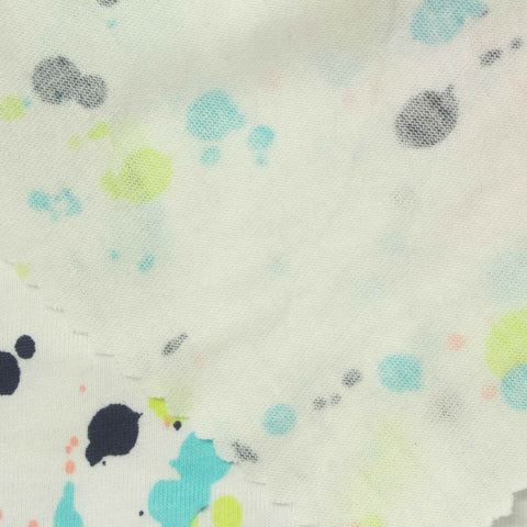 Blue Splatters Jersey Knit, Cotton-Poly