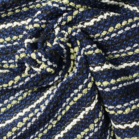 Navy Horizontal-Stripe Chunky Knit, Poly-Viscose
