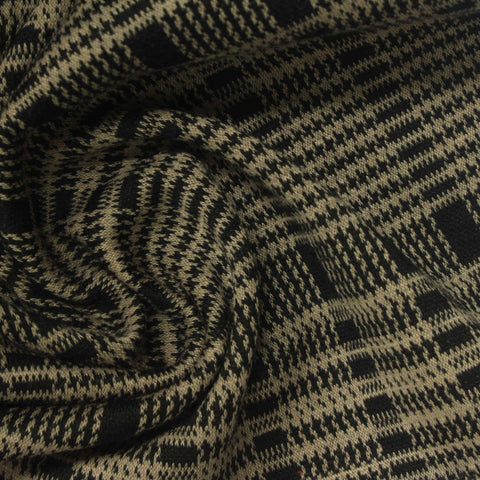Plaid Polyester Stretch Knit Fabric, 300 gsm, 160 cm — Khaki