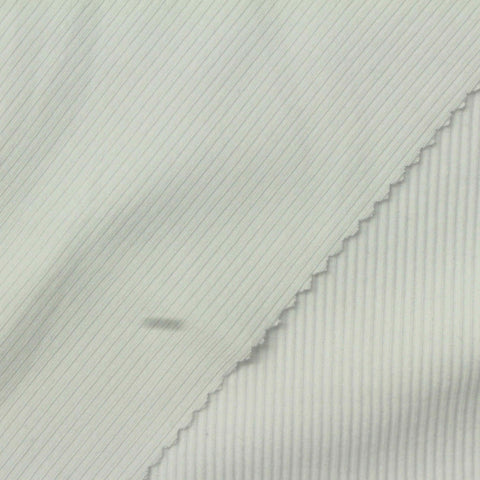 Light Grey Vertical-Stripe Rib Knit, Cotton-Poly