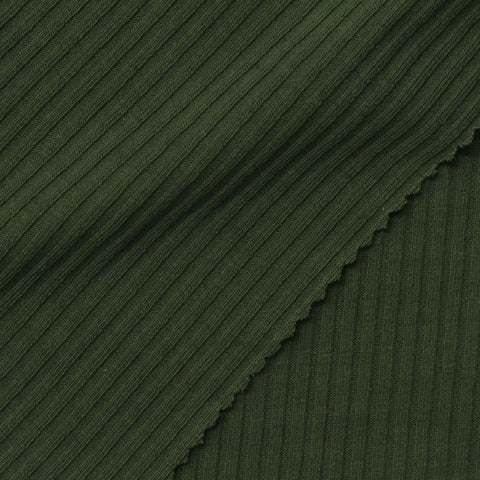 Dark Green Rib Knit, Cotton-Poly
