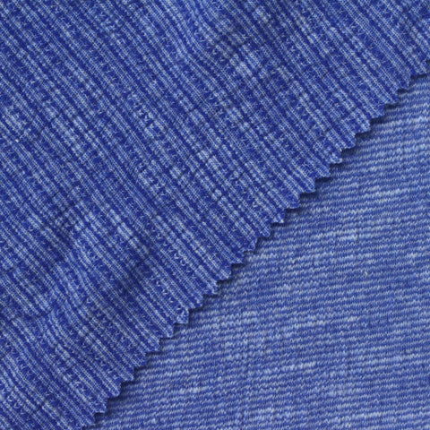 Blue Heathered-Marl Crepe, Poly-Cotton