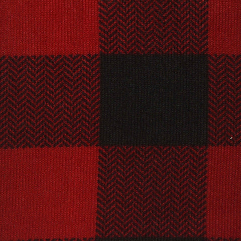 Plaid Brushed Polyester Stretch Chunky Knit Fabric, 170 gsm, 160 cm — Red