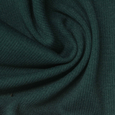 Viscose Polyester Stretch Rib Knit Fabric, 430 gsm, 139 cm — Green