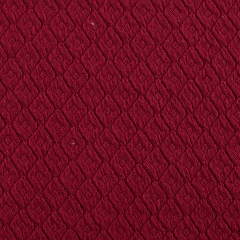 Deep Red Tone-on-Tone Diamond Interlock Knit, Cotton-Poly