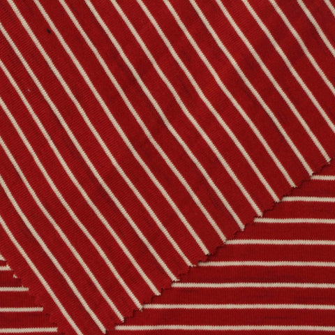 Red Horizontal-Stripe Rib Knit, 235 gsm
