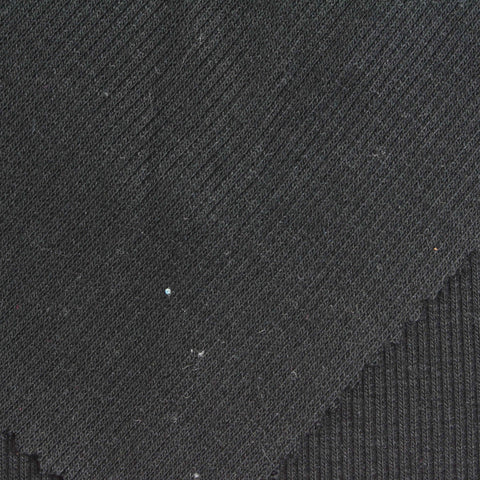 Cotton Polyester Stretch Rib Knit Fabric, 333 gsm, 120 cm — Black