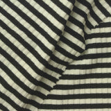 Black Horizontal-Stripe Rib Knit, Viscose — photo 1
