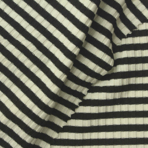 Black Horizontal-Stripe Rib Knit, Viscose