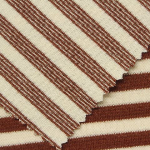 Brown Horizontal-Stripe Knit, Polyester, 330 gsm