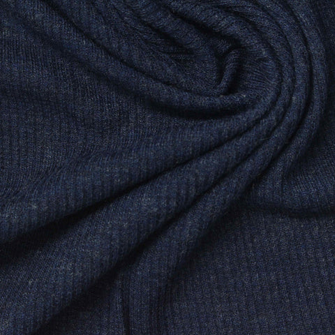 Dark Blue Marl Rib Knit, 150 gsm