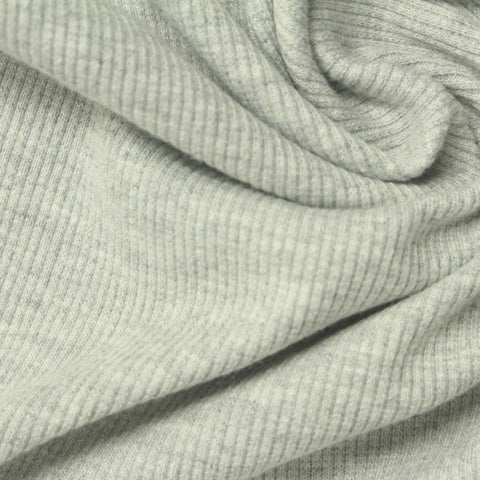 Polyester Cotton Stretch Rib Knit Fabric, 380 gsm, 150 cm — Grey