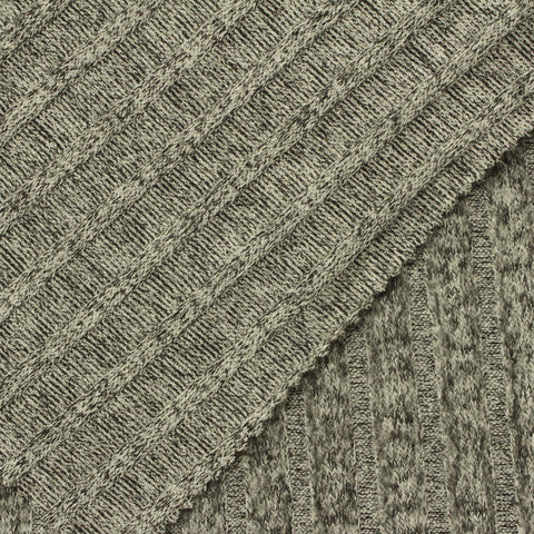 Dark Grey Marl Rib Knit, Viscose-Poly, 175 gsm, 155 cm