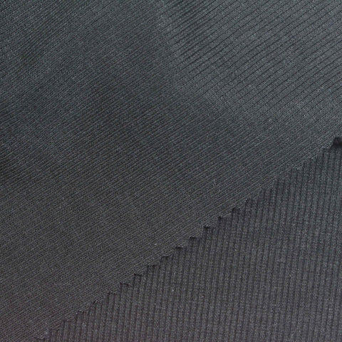 Polyester Cotton Stretch Rib Knit Fabric, 275 gsm, 120 cm — Grey, ref EF-260266