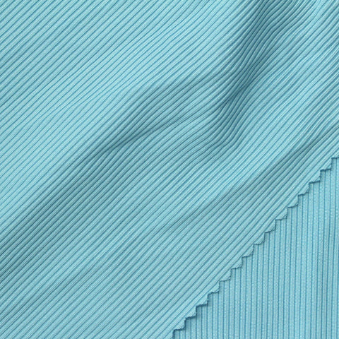 Polyester Stretch Rib Knit Fabric, 250 gsm, 144 cm — Blue