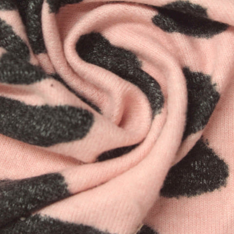 Pink Animal Print Jersey Knit, Viscose-Poly