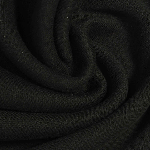 Cotton Fleece Fabric, 340 gsm, 150 cm — Black
