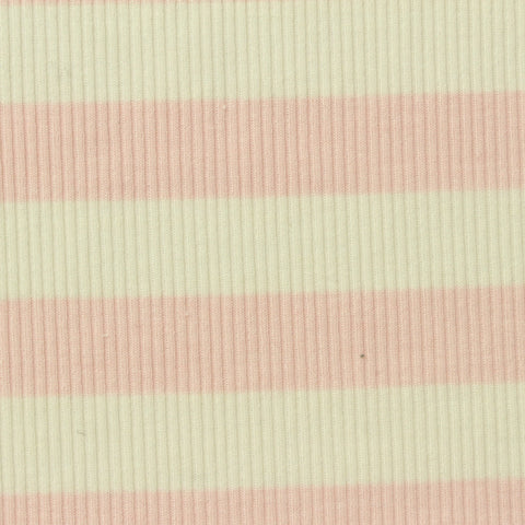 Pink Horizontal-Stripe Rib Knit, Poly-Viscose, 200 gsm