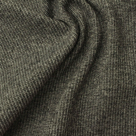 Dark Grey Heathered-Marl Rib Knit, Polyester, 330 gsm