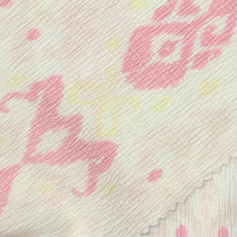 Jacquard Polyester Stretch Crepe Fabric, 145 gsm — White