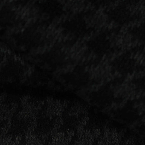 Black Houndstooth Interlock Knit, Poly-Cotton, 439 gsm