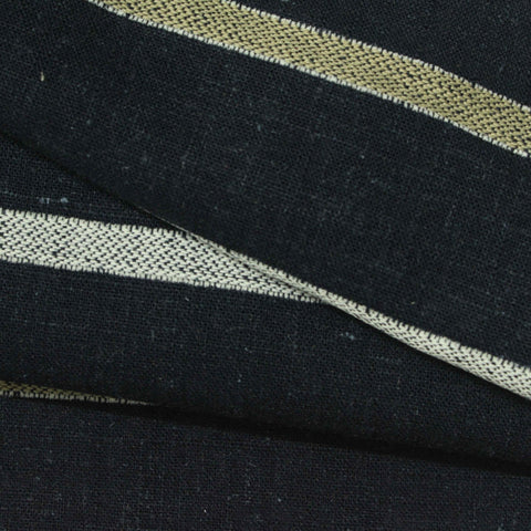 Black Horizontal-Stripe Woven, Viscose-Linen