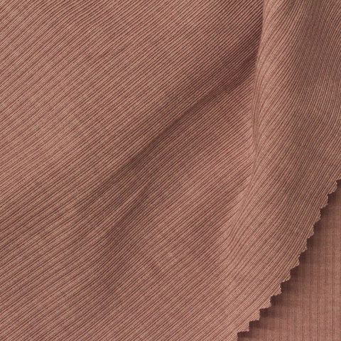 Tencel Lyocell Acrylic Stretch Rib Knit Fabric, 210 gsm, 140 cm — Brown