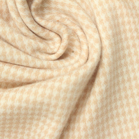 Beige Houndstooth Jacquard, Viscose-Poly