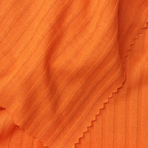 Polyester Viscose Rib Knit Fabric, 150 gsm, 155 cm — Orange