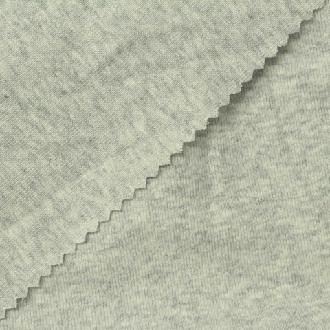 Light Grey Marl Rib Knit, Cotton, 230 gsm