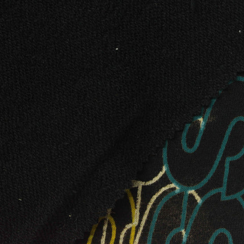 Yellow Geometric-Line French Terry, Cotton-Poly