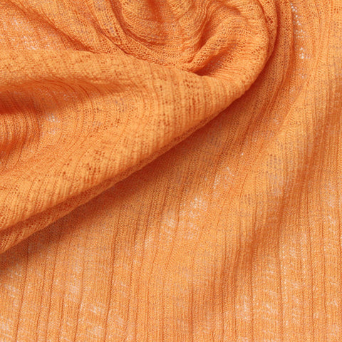 Orange Marl Rib Knit, Polyester, 105 gsm