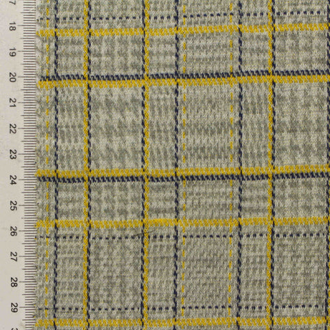 Grey Plaid Knit, Poly-Viscose