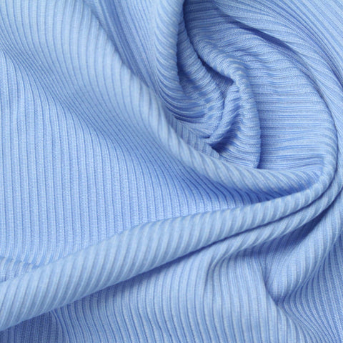 Polyester Stretch Rib Knit Fabric, 270 gsm, 180 cm — Blue