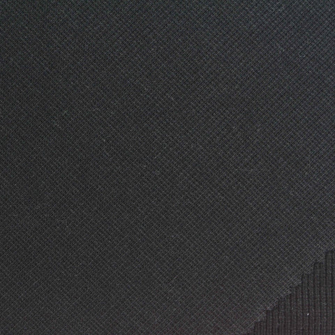 Cotton Polyester Stretch Rib Knit Fabric, 350 gsm — Black