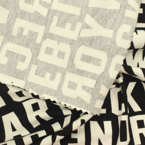 Jacquard Cotton Stretch Knit Fabric, 193 gsm, 159 cm — Black
