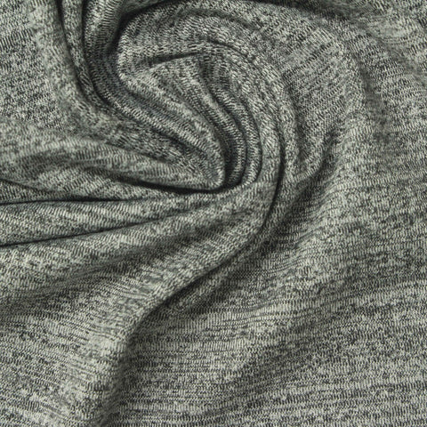 Dark Grey Heathered-Marl Jersey Knit, Polyester, 180 gsm