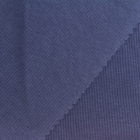 Cotton Polyester Stretch Rib Knit Fabric, 380 gsm, 130 cm — Navy