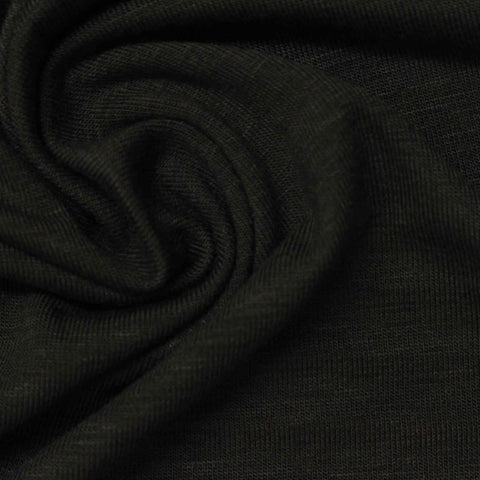 Viscose Stretch Jersey Knit Fabric, 156 gsm, 170 cm — Black