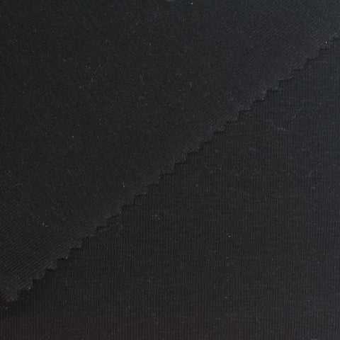 Cotton Stretch Rib Knit Fabric, 210 gsm, 175 cm — Black