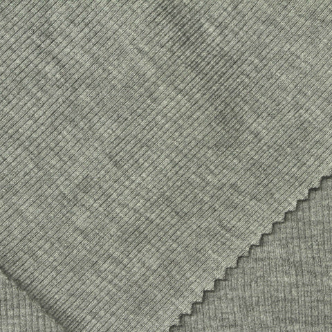 Heather Grey Marl Rib Knit, Viscose, 310 gsm