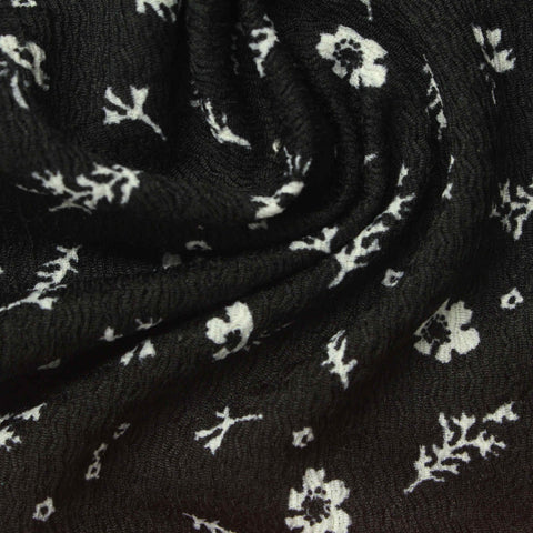 White Floral Warp Knit, Polyester, 160 gsm