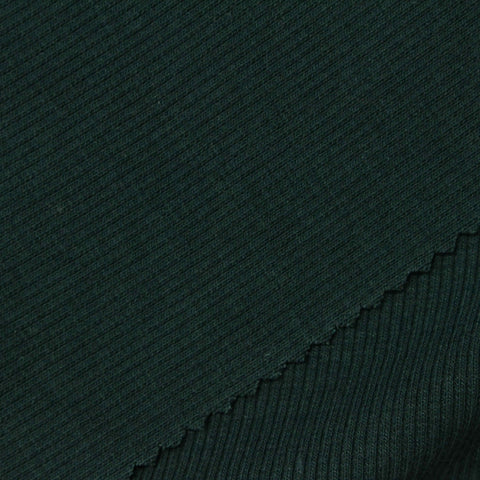 Cotton Polyester Stretch Rib Knit Fabric, 350 gsm, 188 cm — Green