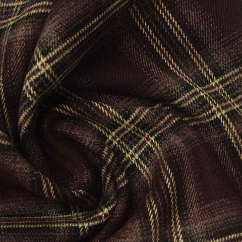 Dark Brown Plaid Woven, Poly-Viscose, 285 gsm, 150 cm, ref EF-265174
