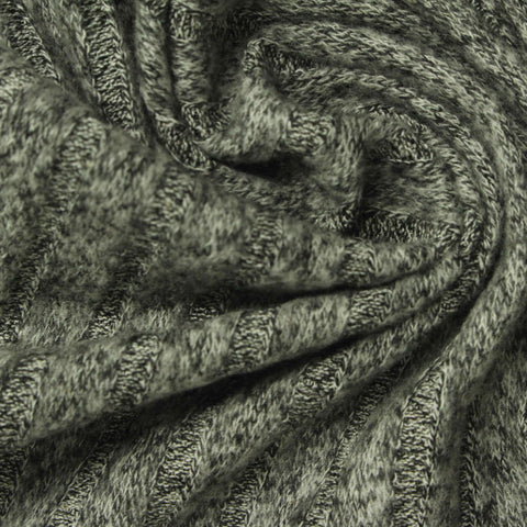 Heather Grey Marl Rib Knit, Polyester, 170 gsm