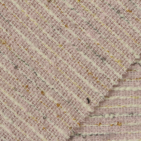 Pink Horizontal-Stripe Bouclé, Poly-Cotton, 215 gsm