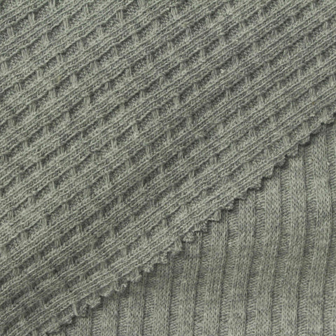 Heather Cotton Polyester Waffle Knit Fabric, 280 gsm, 150 cm