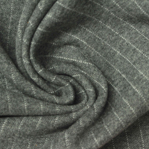 White Vertical-Stripe Interlock Knit, Cotton-Poly