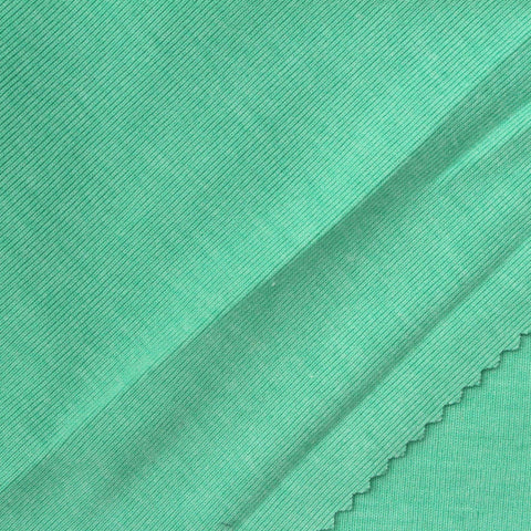 Polyester Cotton Rib Knit Fabric, 223 gsm, 187 cm — Green